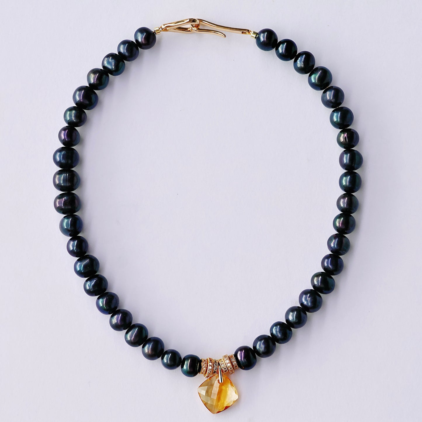 Pearl&Jumbo Citrine Drop Necklace