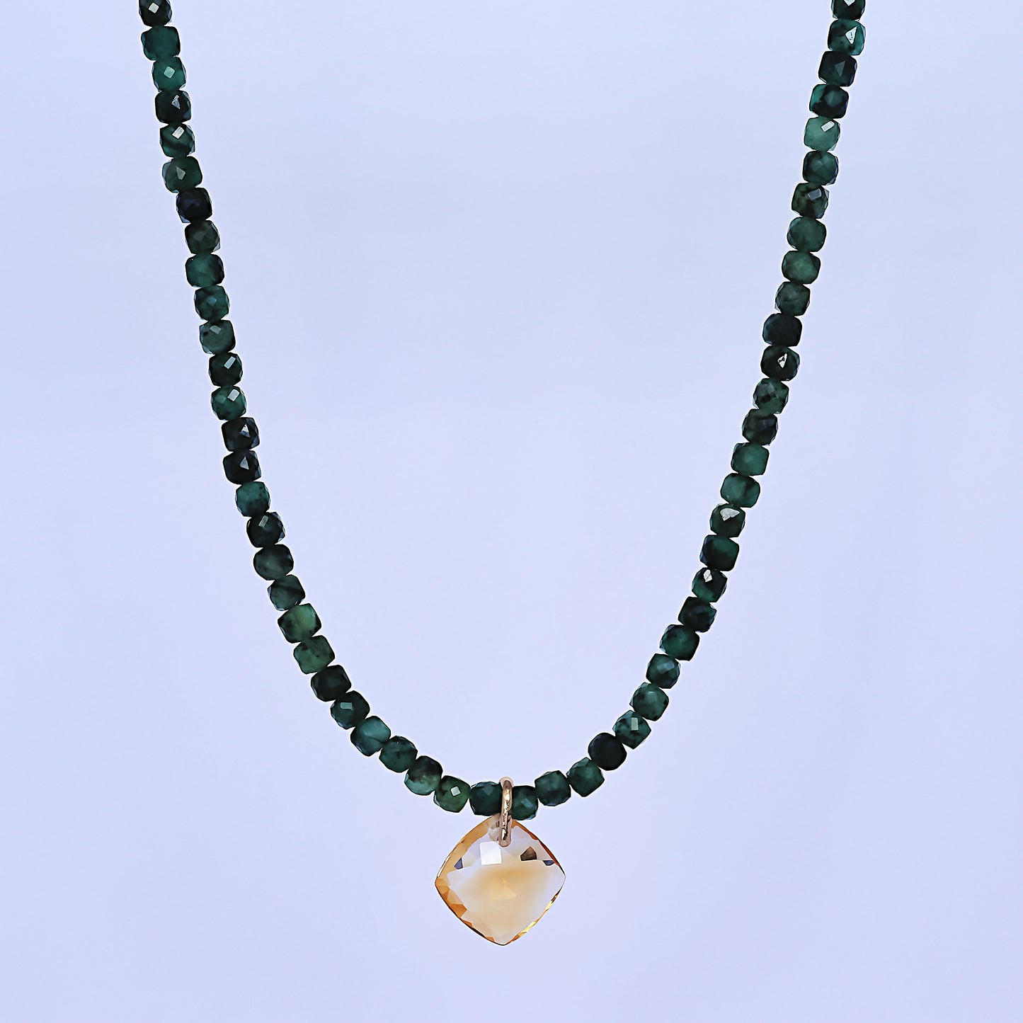 Lumi Faceted Emerald Citrine Jewel Necklace