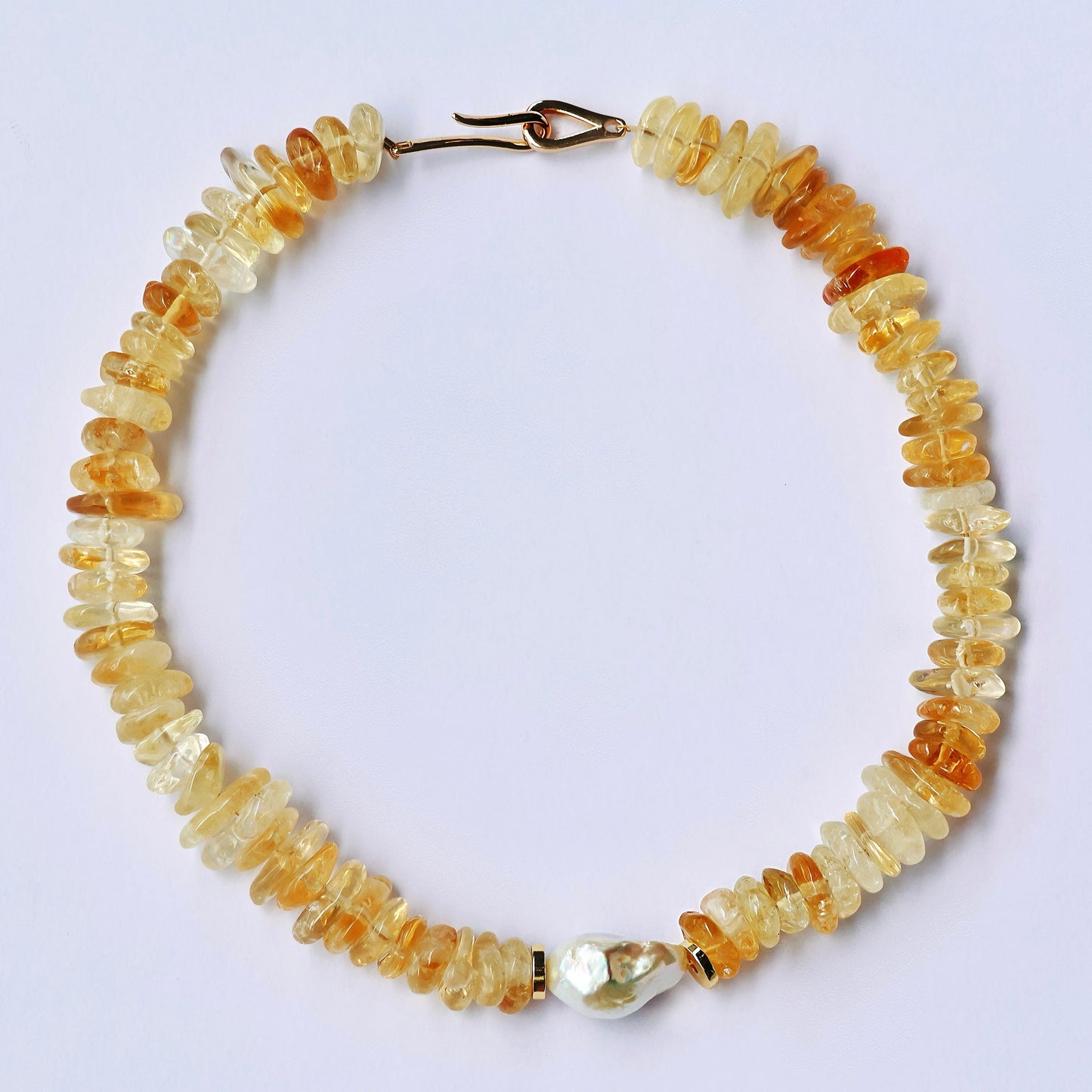Jumbo Citrine&Pearl Necklace