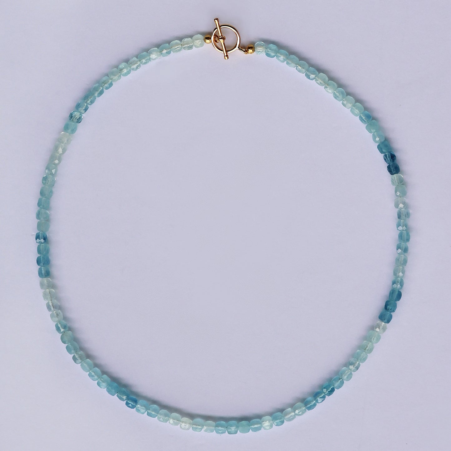 Lumi Faceted Cube Aquamarine Necklace
