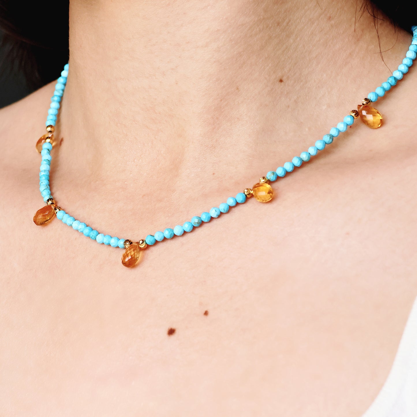Gaia Turquoise Citrine Teadrop Necklace