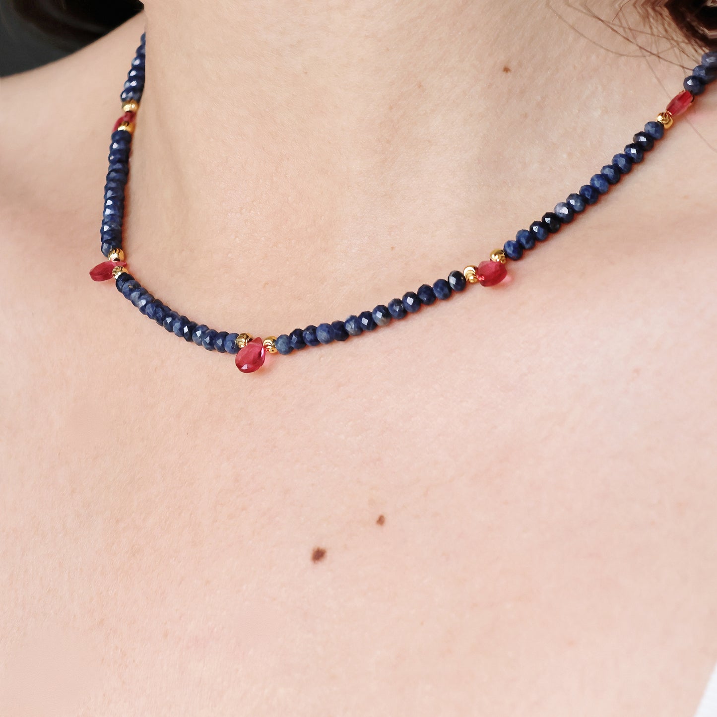 Gaia Sapphire&Crystal Teardrop Necklace