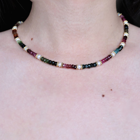 Faceted Rainbow Tourmaline Necklace