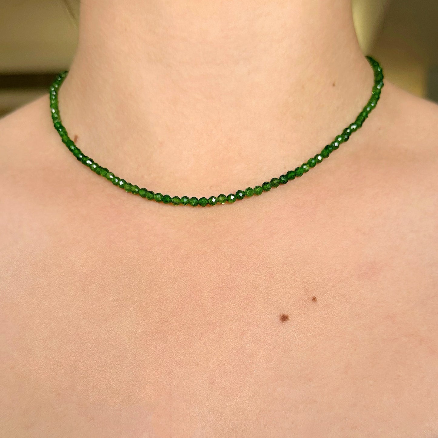 Slim Faceted Diopside Necklace