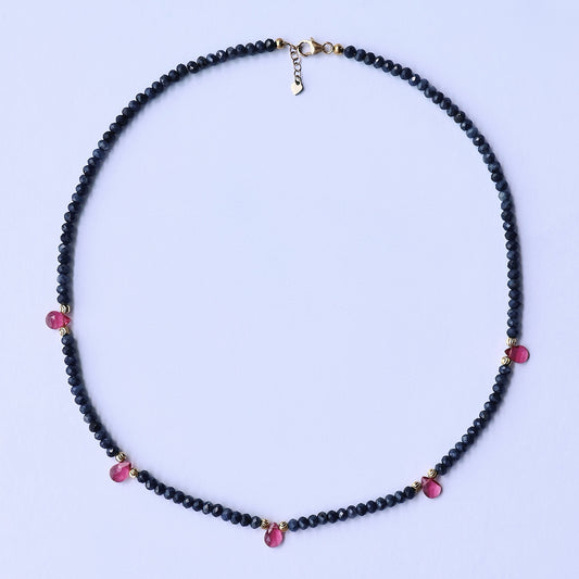 Gaia Sapphire&Crystal Teardrop Necklace