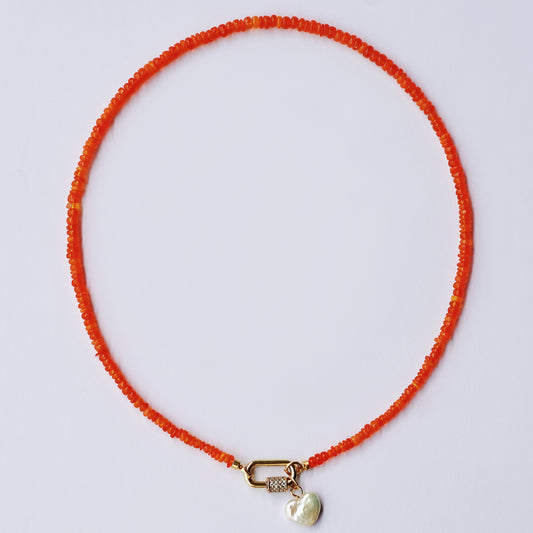 Orange Fire Opal Necklace