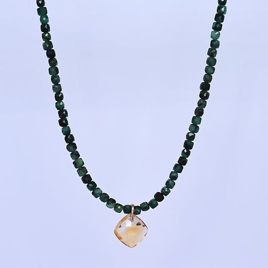 Lumi Faceted Emerald Citrine Jewel Necklace