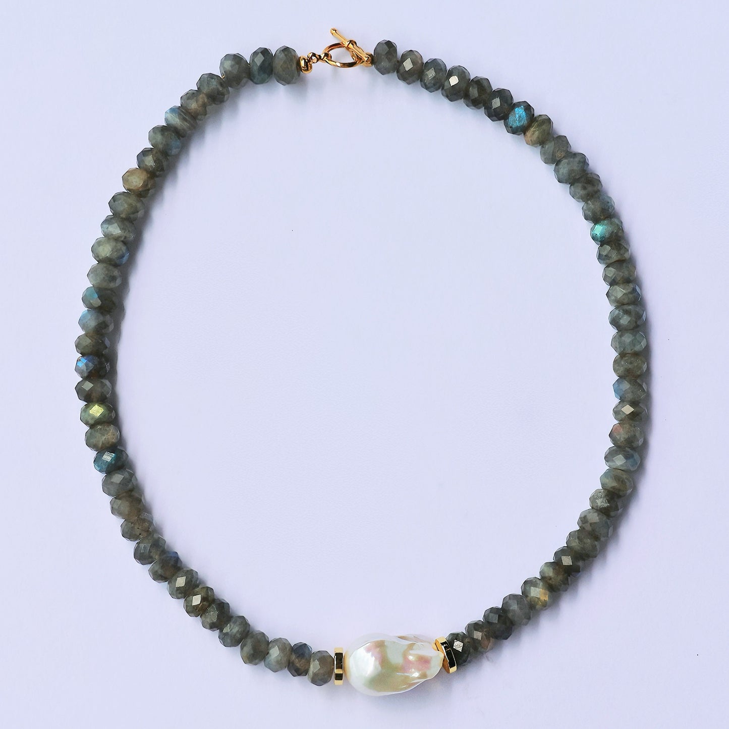 Faceted Labradorite Baroque Pearl Necklace