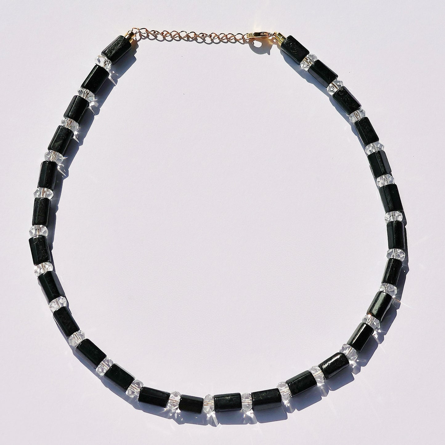 Bamboo Dark Tourmaline&Quartz Necklace