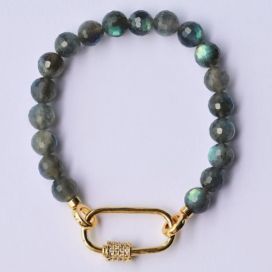 Mystic Faceted Labradorite Sphere Bracelet
