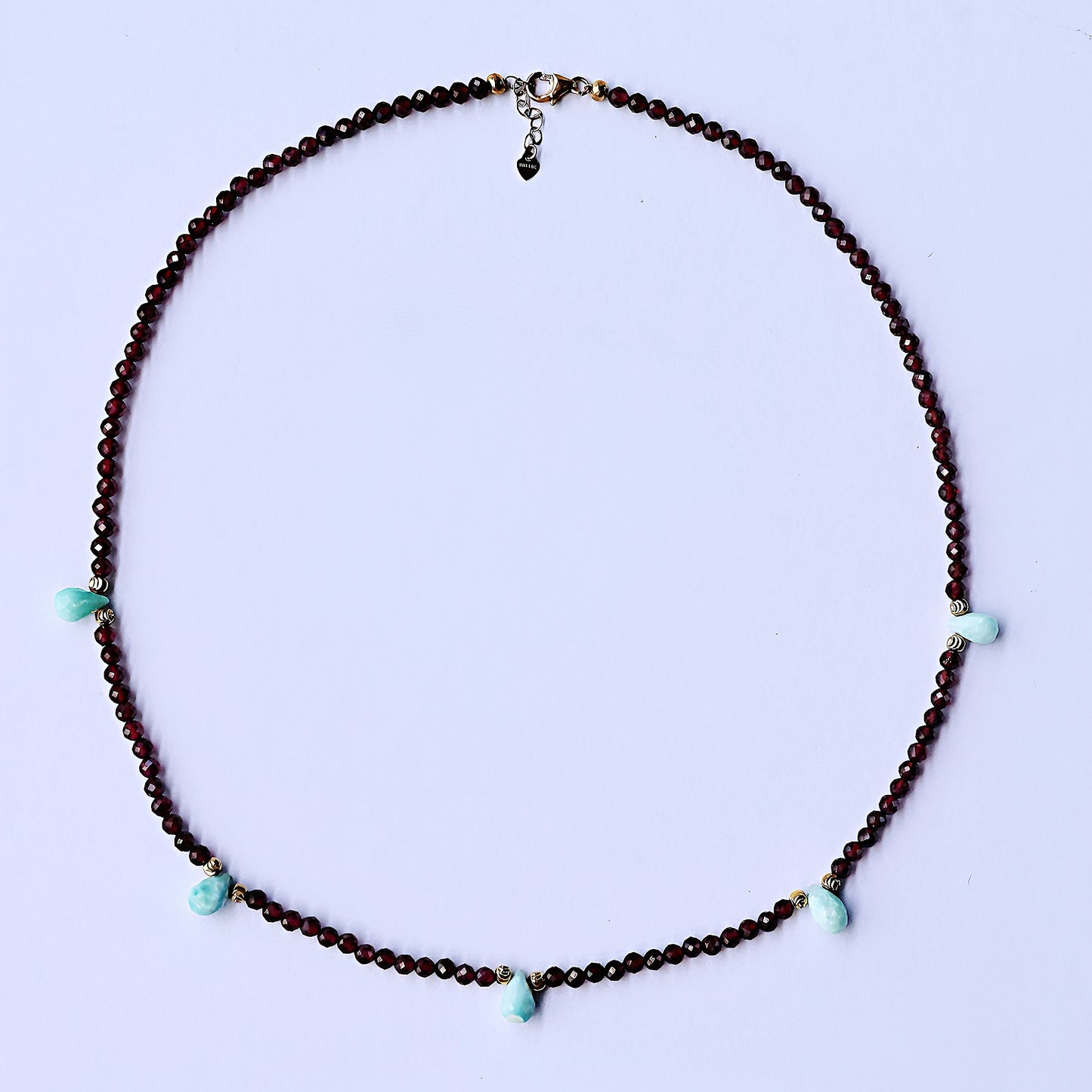 Gaia Garnet Larimar Gem Drop Necklace