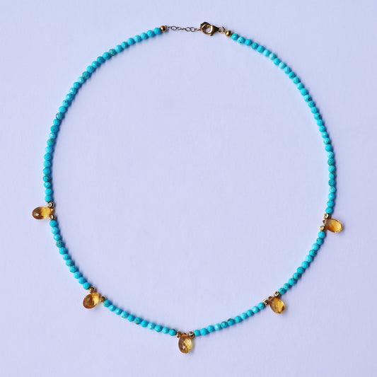 Gaia Turquoise Citrine Teadrop Necklace