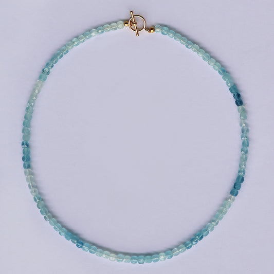 Lumi Faceted Cube Aquamarine Necklace
