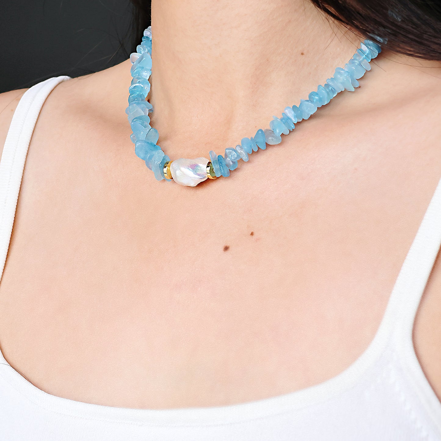 Ocean Stone Aquamarine Necklace