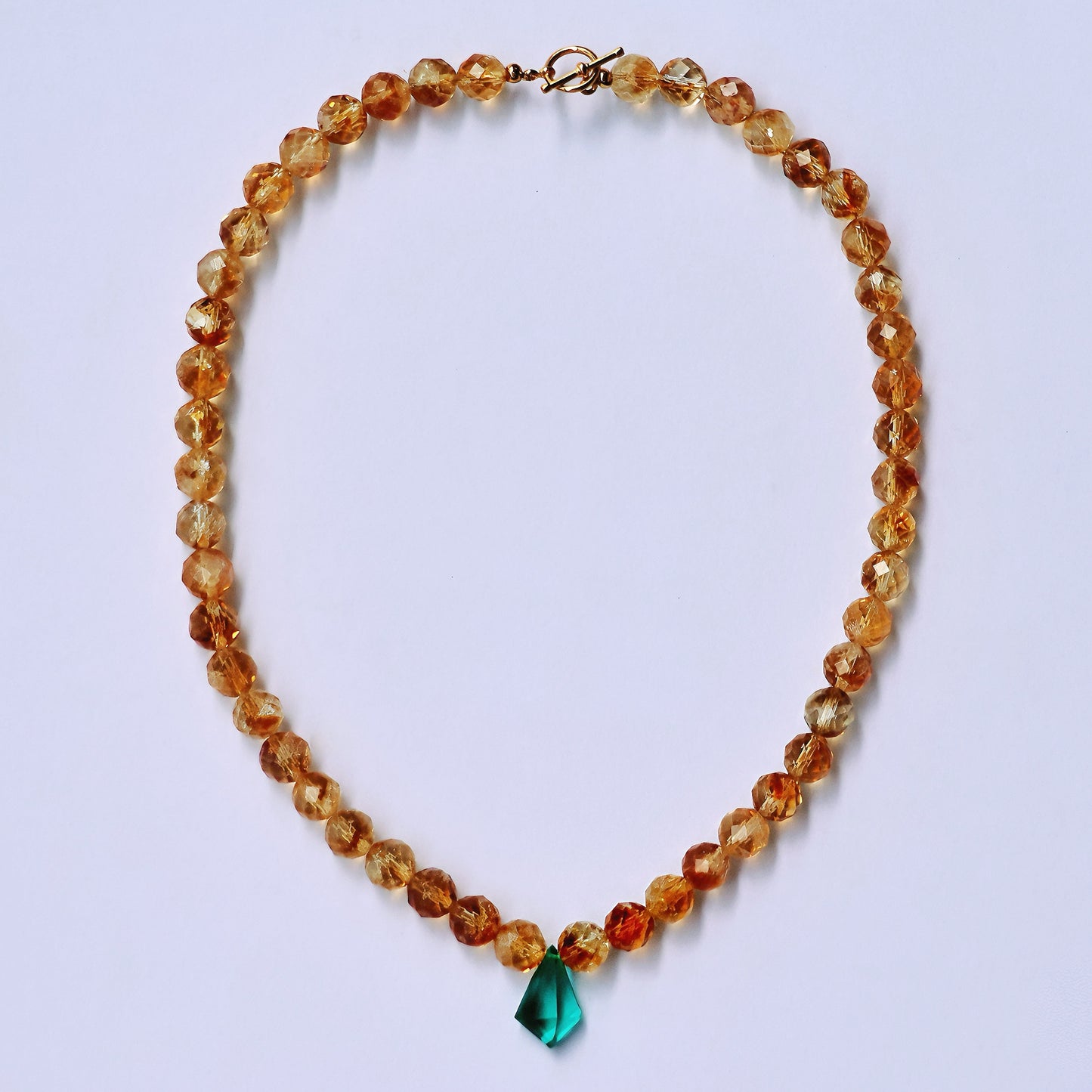 Citrine&Crystal Drop Necklace