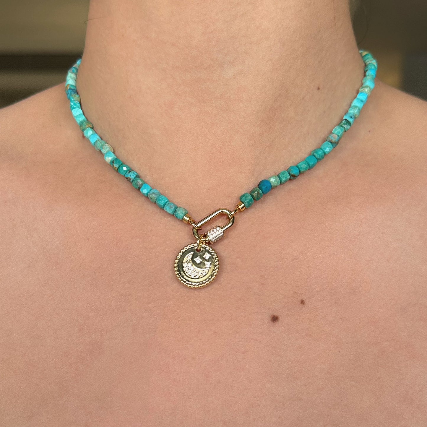 Lumi Faceted Cube Turquoise Necklace