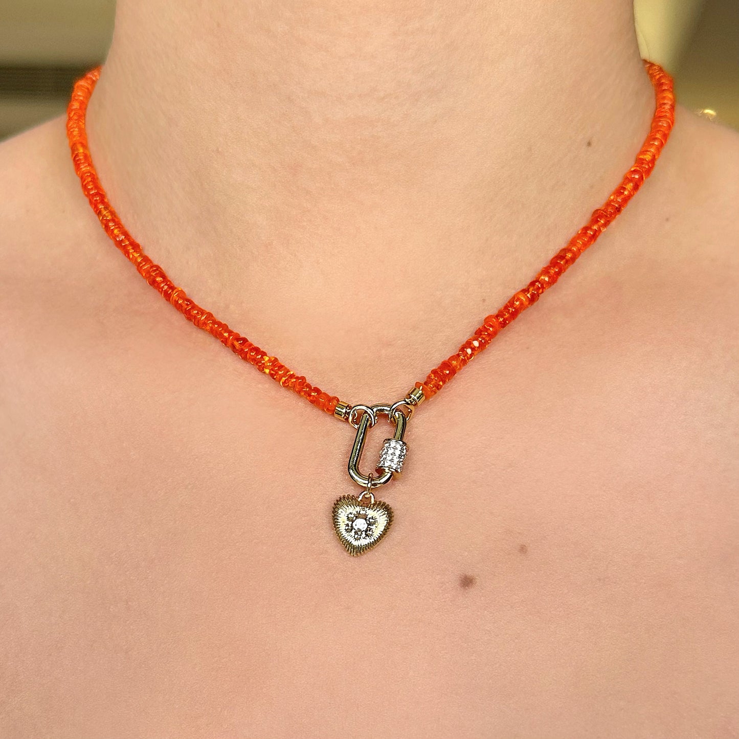 Orange Fire Opal Necklace